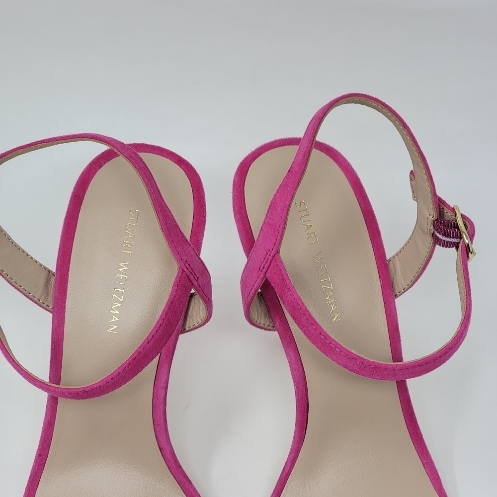Stuart Weitzman Womens Dancer Twistie 100 Suede Pink Stiletto Heels Size 7.5 New - Picture 8 of 10